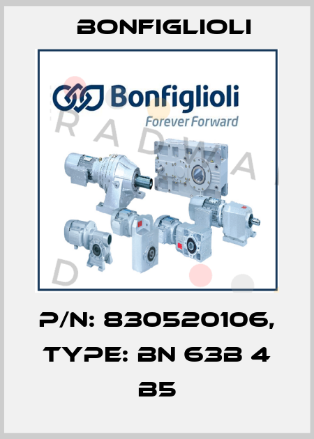 P/N: 830520106, Type: BN 63B 4 B5 Bonfiglioli