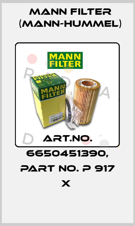 Art.No. 6650451390, Part No. P 917 x  Mann Filter (Mann-Hummel)