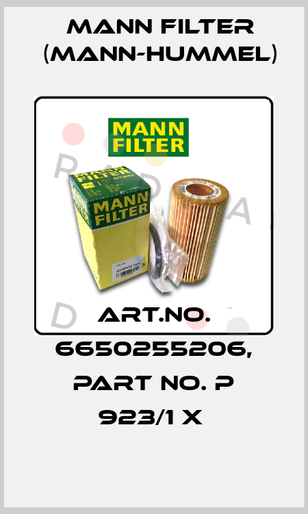 Art.No. 6650255206, Part No. P 923/1 x  Mann Filter (Mann-Hummel)