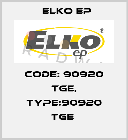 Code: 90920 TGE, Type:90920 TGE  Elko EP