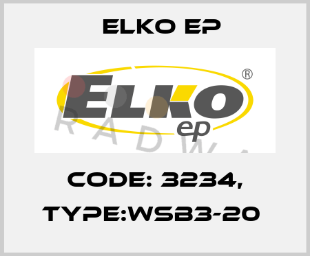 Code: 3234, Type:WSB3-20  Elko EP