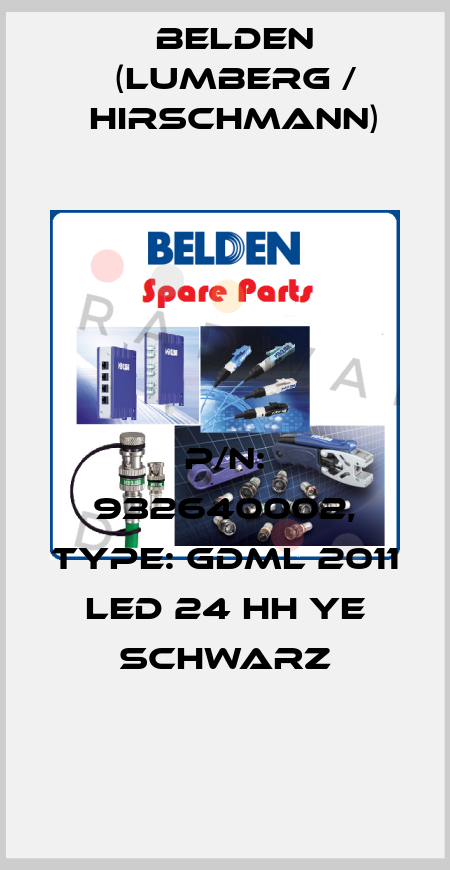 P/N: 932640002, Type: GDML 2011 LED 24 HH YE schwarz Belden (Lumberg / Hirschmann)