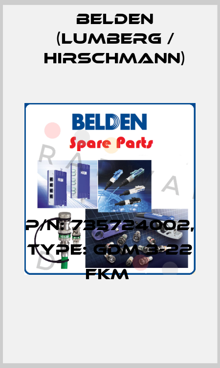 P/N: 735724002, Type: GDM 3-22 FKM  Belden (Lumberg / Hirschmann)