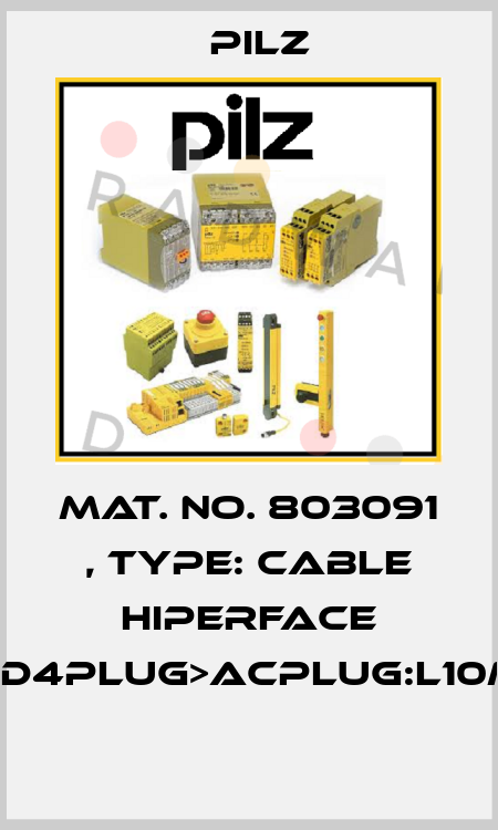 Mat. No. 803091 , Type: Cable Hiperface DD4plug>ACplug:L10m  Pilz
