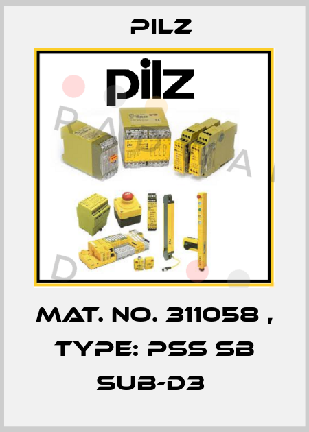 Mat. No. 311058 , Type: PSS SB SUB-D3  Pilz
