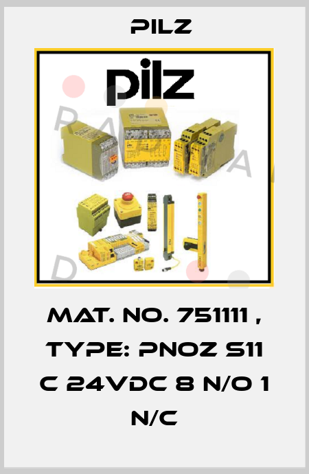 Mat. No. 751111 , Type: PNOZ s11 C 24VDC 8 n/o 1 n/c Pilz