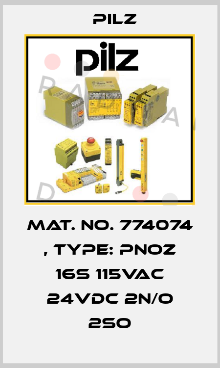 Mat. No. 774074 , Type: PNOZ 16S 115VAC 24VDC 2n/o 2so Pilz