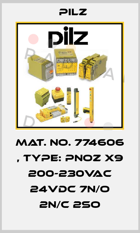 Mat. No. 774606 , Type: PNOZ X9 200-230VAC 24VDC 7n/o 2n/c 2so Pilz