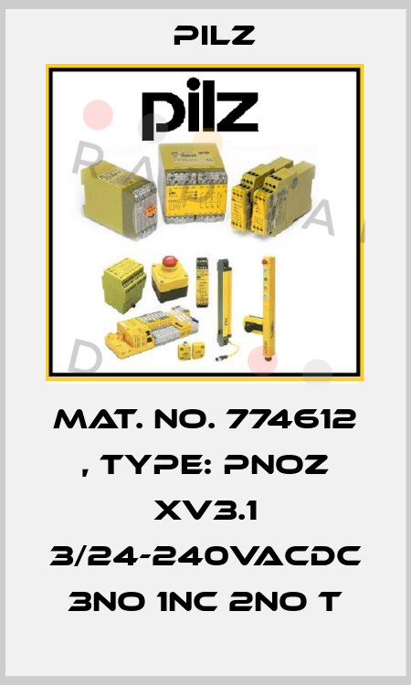 Mat. No. 774612 , Type: PNOZ XV3.1 3/24-240VACDC 3no 1nc 2no t Pilz