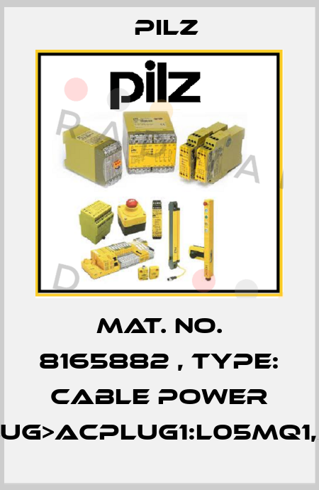 Mat. No. 8165882 , Type: Cable Power DD4plug>ACplug1:L05mQ1,5BrSK Pilz