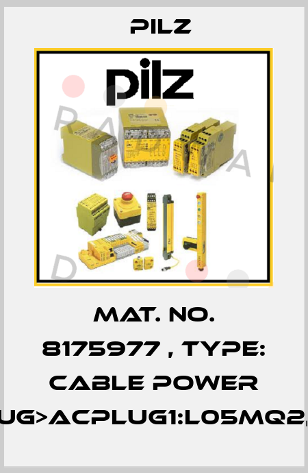 Mat. No. 8175977 , Type: Cable Power DD4plug>ACplug1:L05mQ2,5BrSK Pilz
