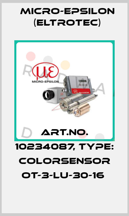 Art.No. 10234087, Type: colorSENSOR OT-3-LU-30-16  Micro-Epsilon (Eltrotec)