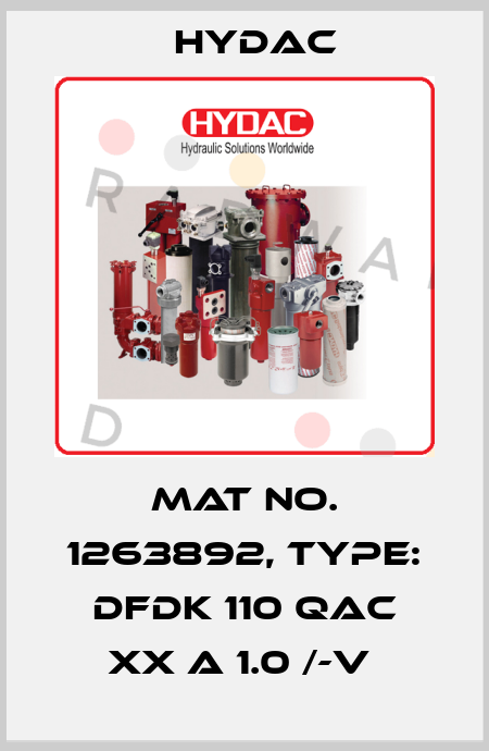 Mat No. 1263892, Type: DFDK 110 QAC XX A 1.0 /-V  Hydac