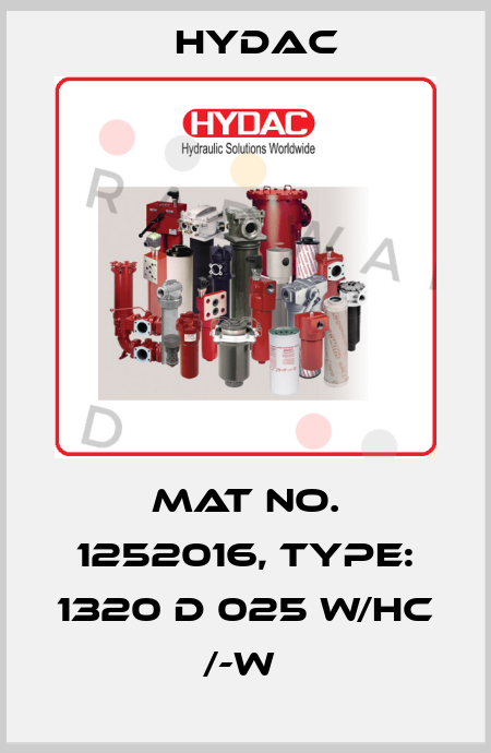 Mat No. 1252016, Type: 1320 D 025 W/HC /-W  Hydac