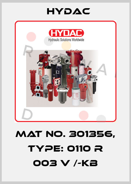 Mat No. 301356, Type: 0110 R 003 V /-KB Hydac