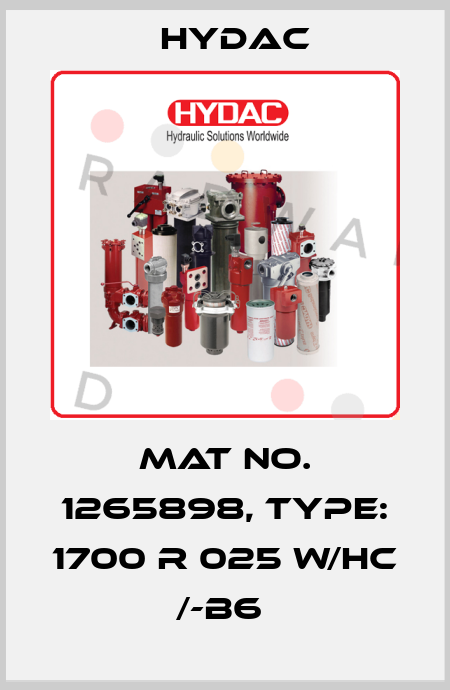 Mat No. 1265898, Type: 1700 R 025 W/HC /-B6  Hydac