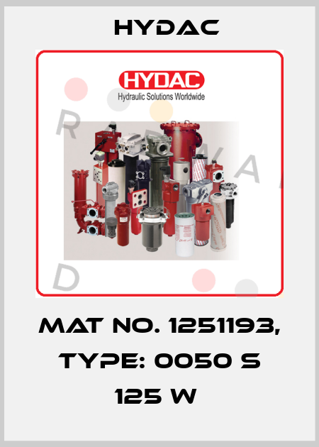 Mat No. 1251193, Type: 0050 S 125 W  Hydac