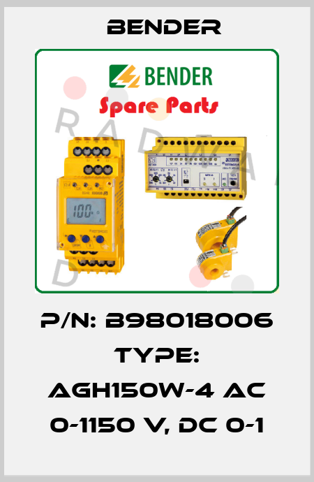 P/N: B98018006 Type: AGH150W-4 AC 0-1150 V, DC 0-1 Bender