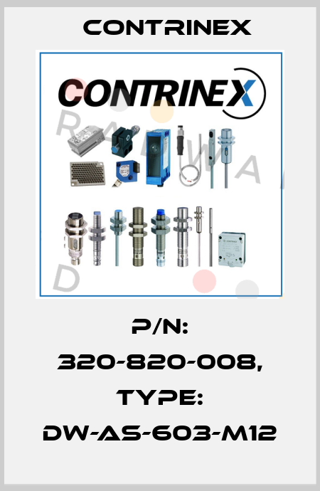 p/n: 320-820-008, Type: DW-AS-603-M12 Contrinex