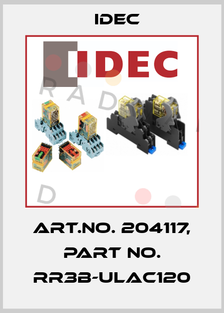 Art.No. 204117, Part No. RR3B-ULAC120 Idec