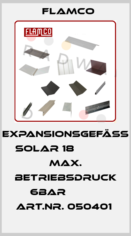 EXPANSIONSGEFÄß SOLAR 18               MAX. BETRIEBSDRUCK   6BAR            ART.NR. 050401  Flamco