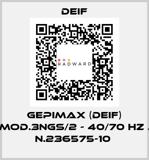 GEPIMAX (DEIF) MOD.3NGS/2 - 40/70 HZ . N.236575-10  Deif