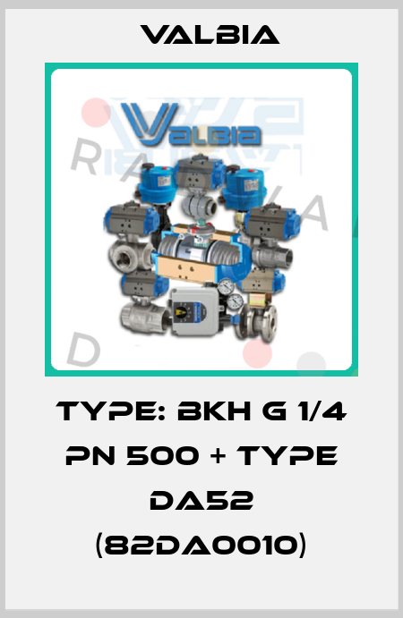Type: BKH G 1/4 PN 500 + TYPE DA52 (82DA0010) Valbia