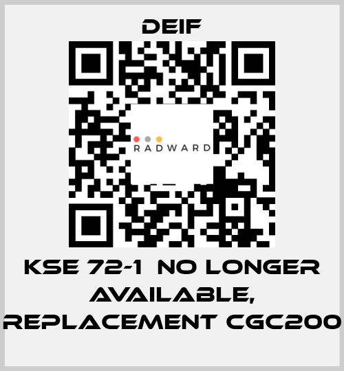 KSE 72-1  no longer available, replacement CGC200 Deif
