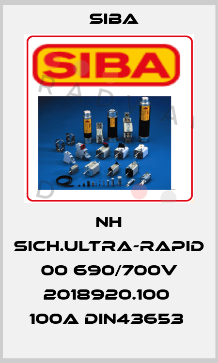 NH SICH.ULTRA-RAPID 00 690/700V 2018920.100  100A DIN43653  Siba
