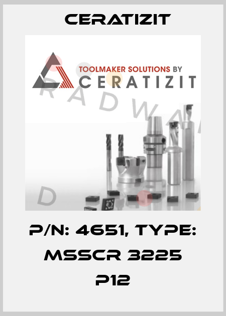 P/N: 4651, Type: MSSCR 3225 P12 Ceratizit
