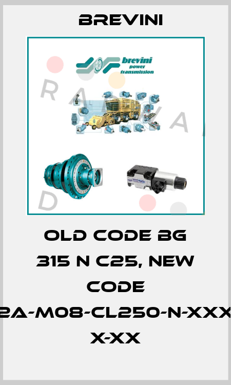 old code BG 315 N C25, new code BG-S-315-2A-M08-CL250-N-XXXX-000-XX X-XX Brevini