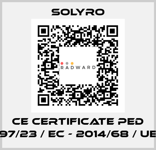 CE certificate PED 97/23 / EC - 2014/68 / UE SOLYRO