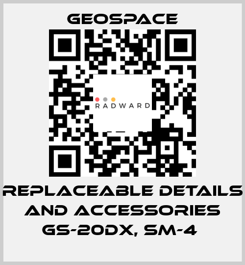 REPLACEABLE DETAILS AND ACCESSORIES GS-20DX, SM-4  GeoSpace