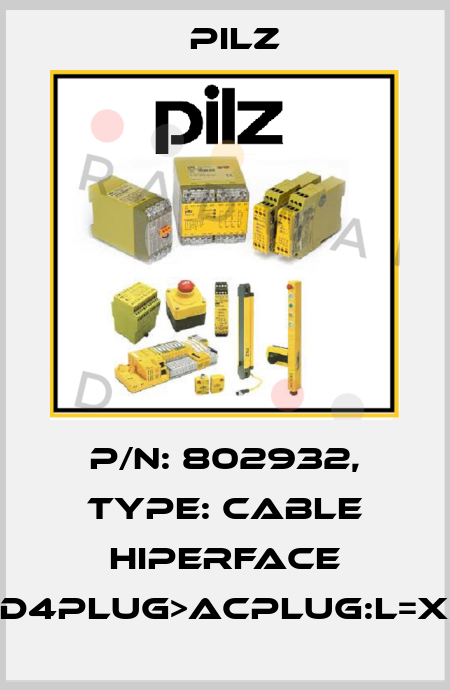 p/n: 802932, Type: Cable Hiperface DD4plug>ACplug:L=xx Pilz