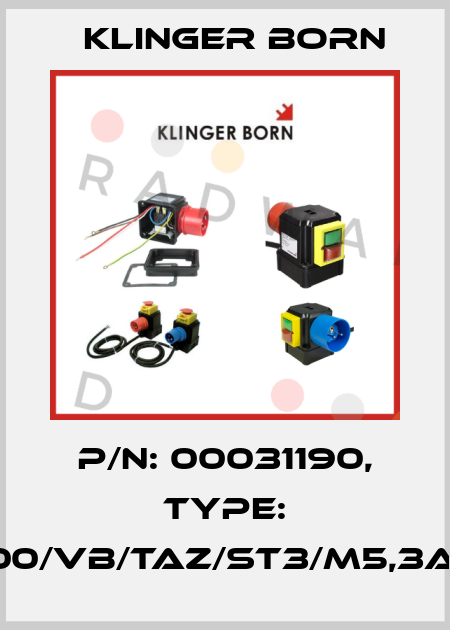 p/n: 00031190, Type: K900/VB/TAZ/ST3/M5,3A/KL Klinger Born