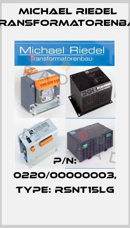 P/N: 0220/00000003, Type: RSNT15LG Michael Riedel Transformatorenbau