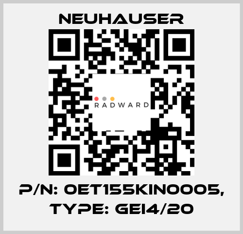 P/N: 0ET155KIN0005, Type: GEI4/20 Neuhauser