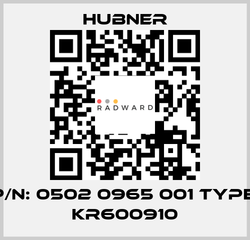 p/n: 0502 0965 001 Type; KR600910 HUBNER