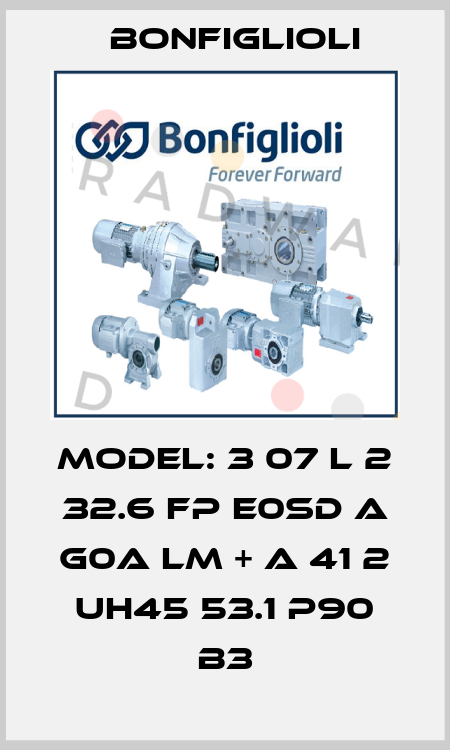 Model: 3 07 L 2 32.6 FP E0SD A G0A LM + A 41 2 UH45 53.1 P90 B3 Bonfiglioli