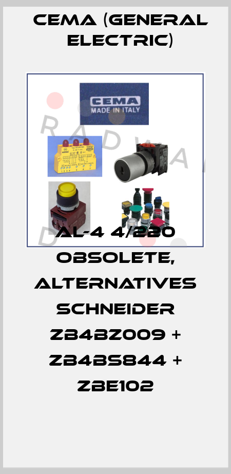 Al-4 4/220 obsolete, alternatives Schneider ZB4BZ009 + ZB4BS844 + ZBE102 Cema (General Electric)