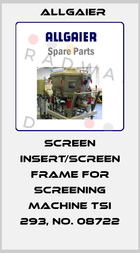 Screen insert/screen frame for screening machine tsi 293, No. 08722 Allgaier