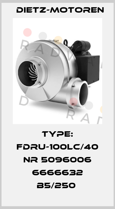 TYPE: FDRU-100LC/40 NR 5096006 6666632 B5/250  Dietz-Motoren