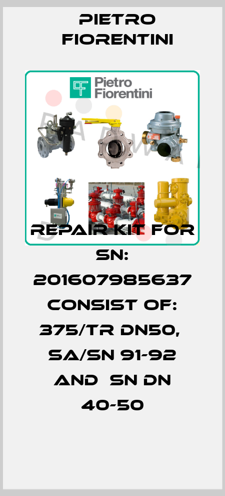 Repair kit for SN: 201607985637 consist of: 375/TR DN50,  SA/SN 91-92 and  SN DN 40-50 Pietro Fiorentini