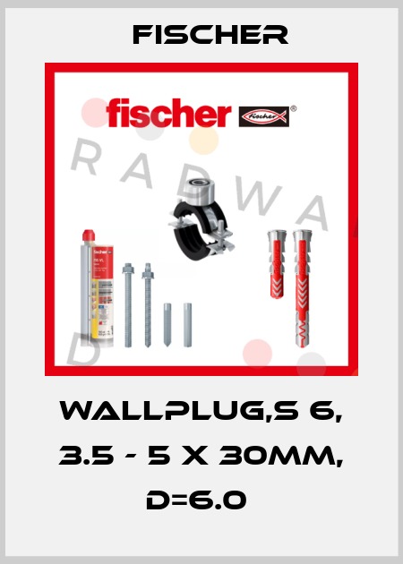 WALLPLUG,S 6, 3.5 - 5 X 30MM, D=6.0  Fischer