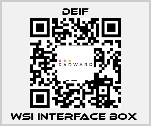 WSI INTERFACE BOX  Deif