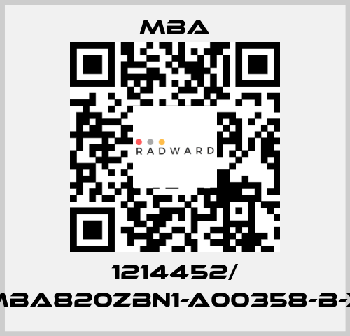 1214452/ MBA820ZBN1-A00358-B-X MBA