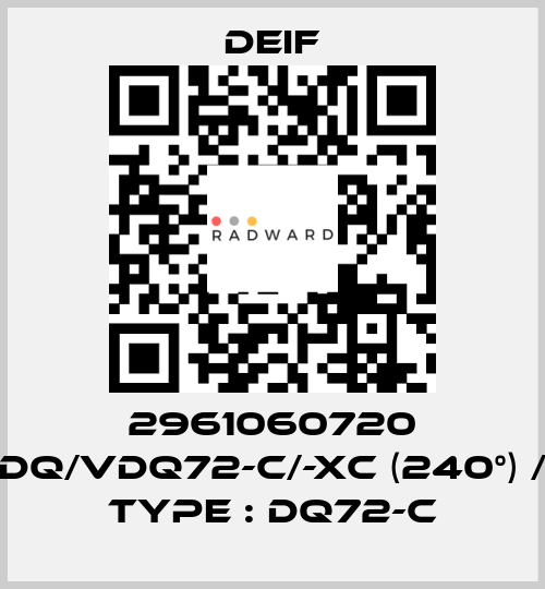 2961060720 DQ/VDQ72-c/-xc (240°) / Type : DQ72-c Deif