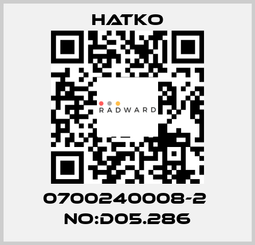 0700240008-2  No:D05.286 Hatko