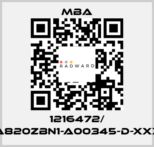 1216472/ MBA820ZBN1-A00345-D-XXXXX MBA