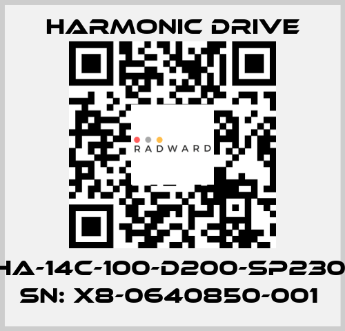 FHA-14C-100-D200-SP230V SN: X8-0640850-001  Harmonic Drive
